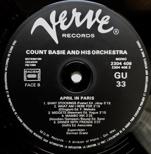 Count Basie Orchestra : April In Paris (LP, Album, Mono, RE)