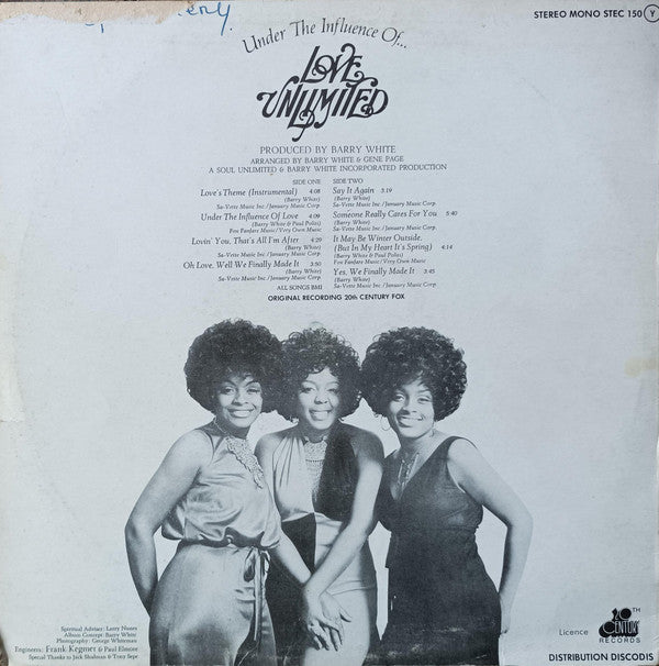 Love Unlimited : Under The Influence Of Love Unlimited (LP, Album)