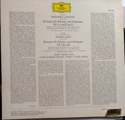 Frédéric Chopin / Franz Liszt - Martha Argerich · London Symphony Orchestra · Claudio Abbado : Chopin: Klavierkonzert Nr. 1 · Liszt: Klavierkonzert Nr. 1 (LP, Album, RE)