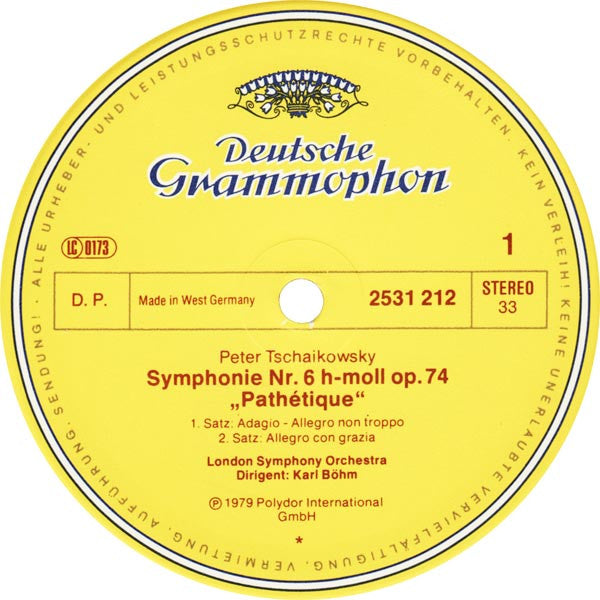 Pyotr Ilyich Tchaikovsky, London Symphony Orchestra, Karl Böhm : Symphonie No.6 Pathetique (LP, Album)