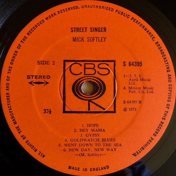 Mick Softley : Street Singer (LP, Album)