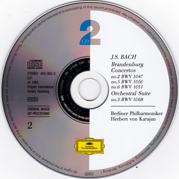 Johann Sebastian Bach, Berliner Philharmoniker, Herbert von Karajan : The Brandenburg Concertos. Suites Nos. 2 & 3 (2xCD, Comp, RE, RM)