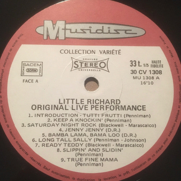 Little Richard : Original Live Performance (LP, Album, RE)