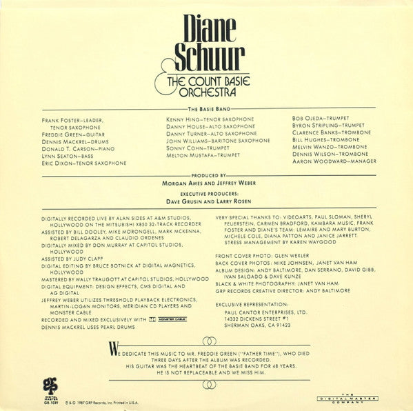 Diane Schuur & Count Basie Orchestra : Diane Schuur And The Count Basie Orchestra (LP, Album)