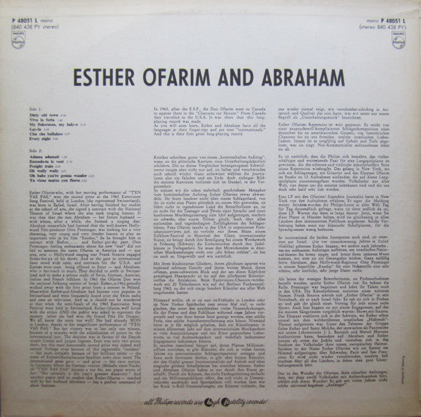 Esther & Abi Ofarim : Presenting The Fantastic Style And Range Of The World's Newest Folk Sensation (LP, Album, Mono)