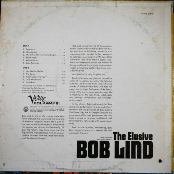 Bob Lind : The Elusive Bob Lind (LP, Album)