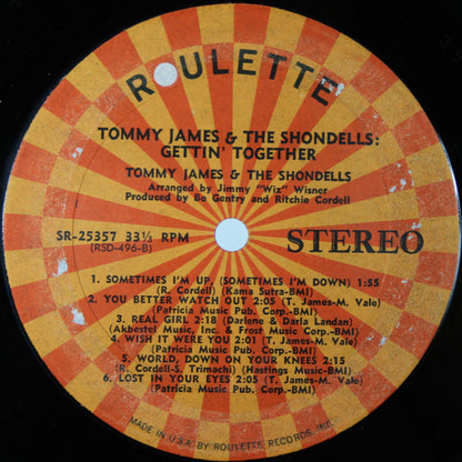 Tommy James & The Shondells : Gettin' Together (LP, Album)