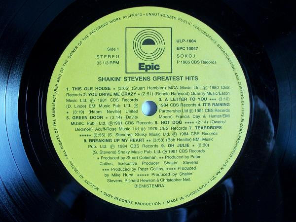 Shakin' Stevens : Greatest Hits (LP, Comp)