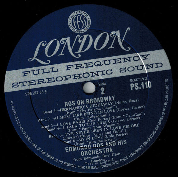 Edmundo Ros & His Orchestra : Ros On Broadway (LP, Album)
