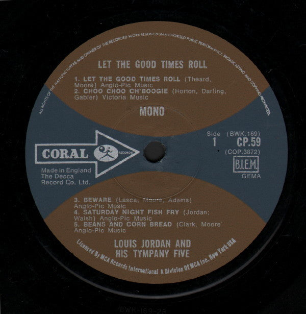 Louis Jordan And His Tympany Five : Let The Good Times Roll (LP, Album, Comp, Mono)