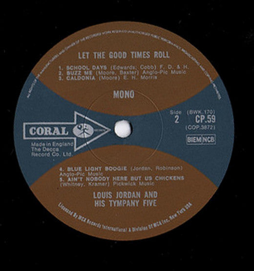 Louis Jordan And His Tympany Five : Let The Good Times Roll (LP, Album, Comp, Mono)