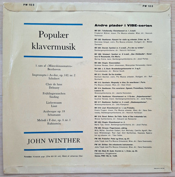 John Winther : Populær Klavermusik (10", Album, Mono)