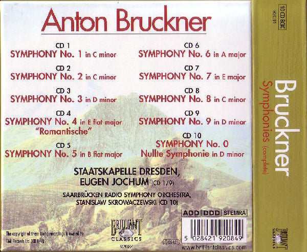Anton Bruckner - Staatskapelle Dresden, Eugen Jochum : Symphonies (Complete) (10xCD, RE, RM + Box, Comp)