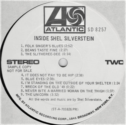 Shel Silverstein : Inside Shel Silverstein (LP, Album, Promo, RE)