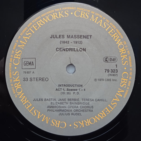 Jules Massenet - Frederica von Stade, Nicolai Gedda, Ruth Welting, Jane Berbié, Jules Bastin, The Ambrosian Opera Chorus, Philharmonia Orchestra, Julius Rudel : Cendrillon (3xLP, Album + Box)