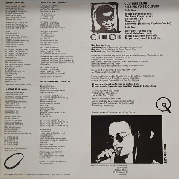 Culture Club : Kissing To Be Clever (LP, Album)