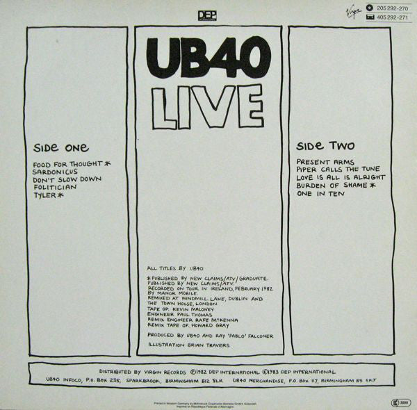 UB40 : Live (LP, Album)