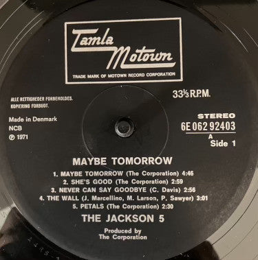 The Jackson 5 : Maybe Tomorrow (LP, Album)