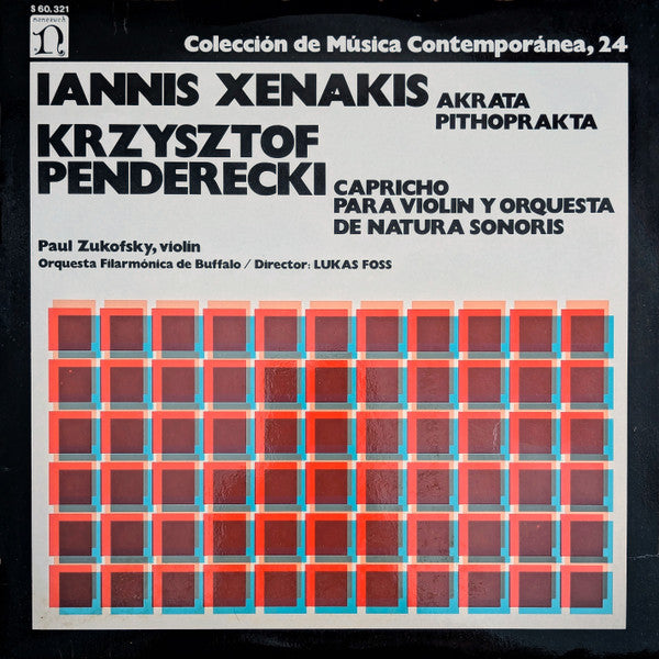 Iannis Xenakis / Krzysztof Penderecki : Akrata, Pithoprakta / Capriccio Para Violin Y Orquesta, De Natura Sonoris (LP, RE)