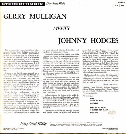 Gerry Mulligan & Johnny Hodges : Gerry Mulligan Meets Johnny Hodges (LP, Album, RE)