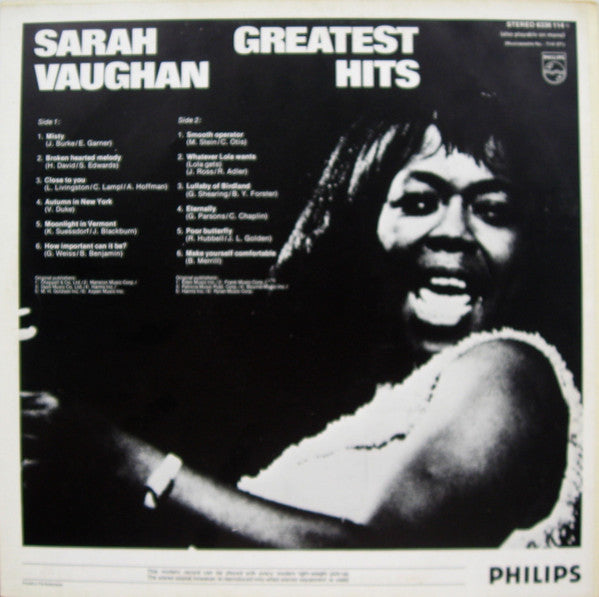 Sarah Vaughan : Greatest Hits (LP, Comp)