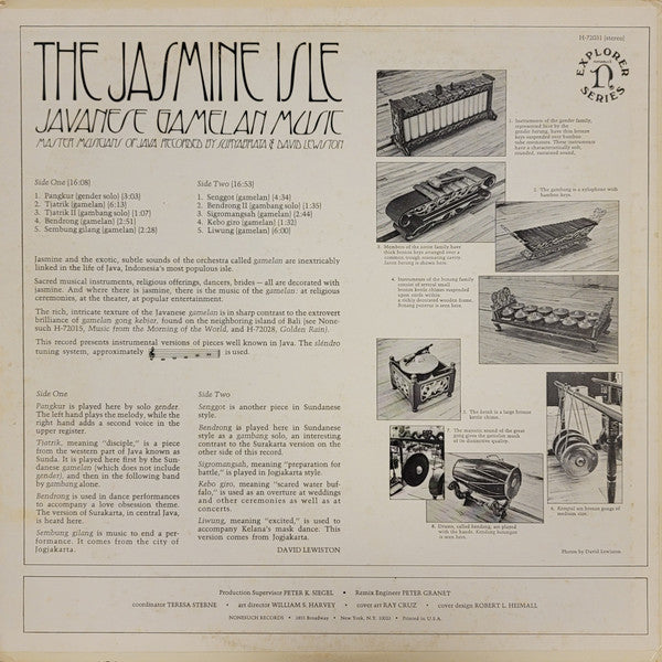 Unknown Artist : The Jasmine Isle (Javanese Gamelan Music) (LP, Pur)