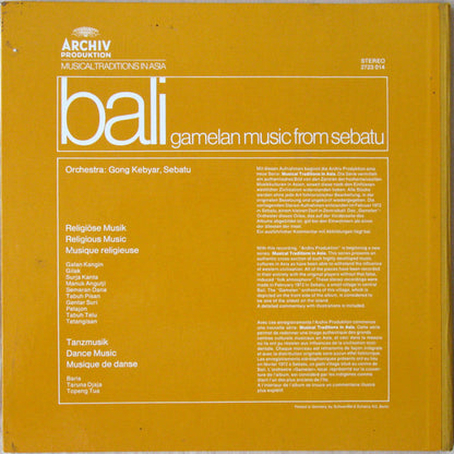 Gong Kebyar, Sebatu : Bali: Gamelan Music From Sebatu (3xLP)
