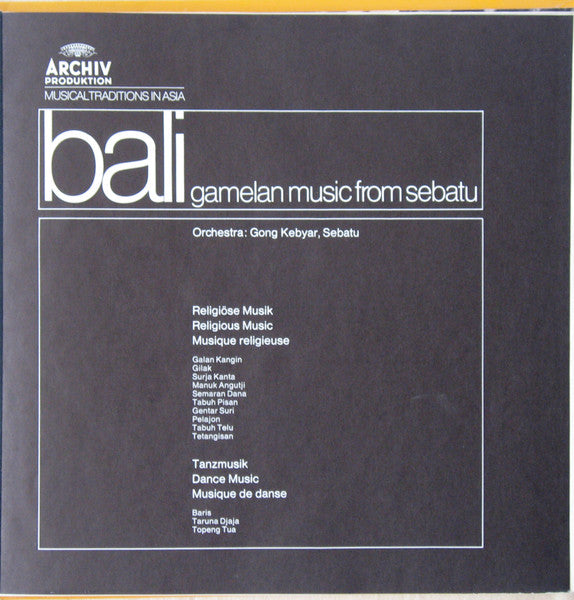 Gong Kebyar, Sebatu : Bali: Gamelan Music From Sebatu (3xLP)