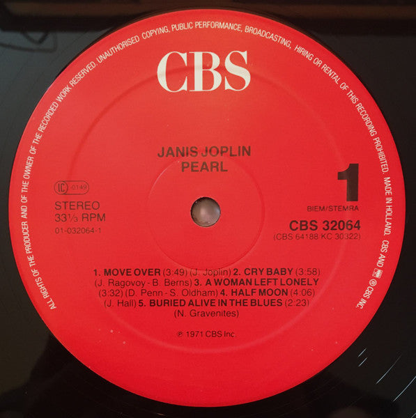 Janis Joplin : Pearl (LP, Album, RE)