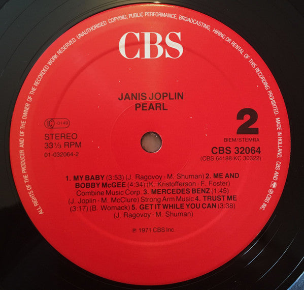 Janis Joplin : Pearl (LP, Album, RE)