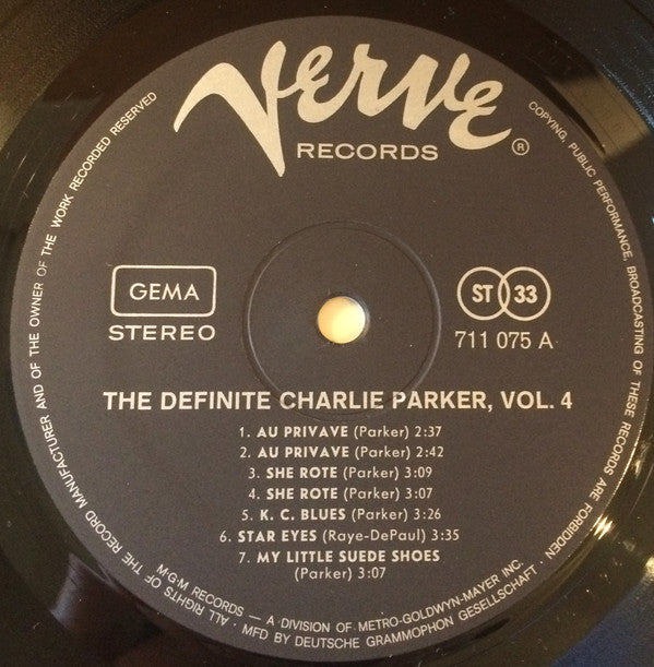 Charlie Parker : The Definite Charlie Parker, Vol. 4 (LP, Comp)