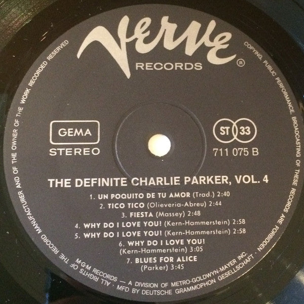 Charlie Parker : The Definite Charlie Parker, Vol. 4 (LP, Comp)