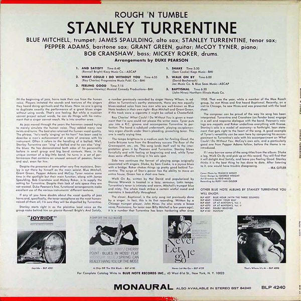 Stanley Turrentine : Rough 'N Tumble (LP, Album, Mono)