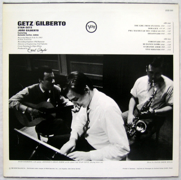Stan Getz / João Gilberto Featuring Antonio Carlos Jobim : Getz / Gilberto (LP, Album, RE)