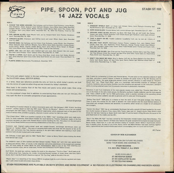 Various : Pot, Spoon, Pipe And Jug - 14 Jazz Vocals And Reefer Songs (LP, Comp, Sil)