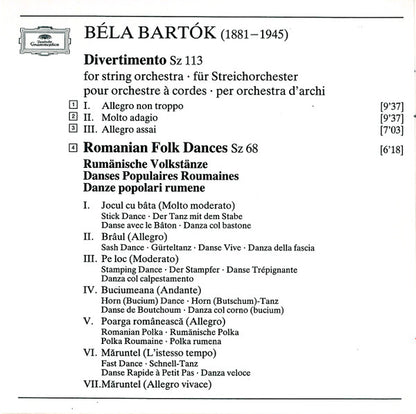 Béla Bartók / Leoš Janáček - Orpheus Chamber Orchestra : Divertimento / Romanian Folk Dances / Mládí (CD, Album)