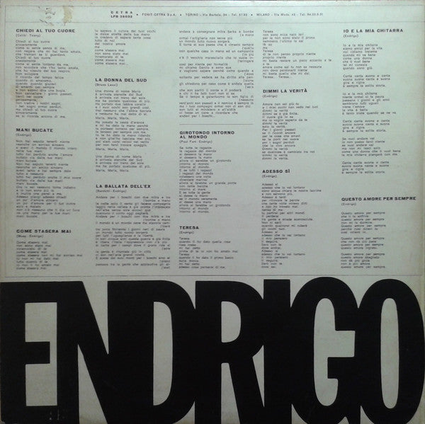 Sergio Endrigo : Endrigo (LP, Album)