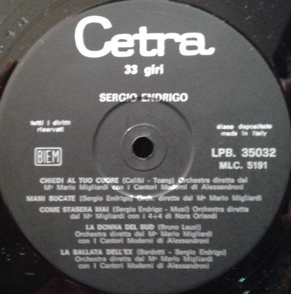 Sergio Endrigo : Endrigo (LP, Album)