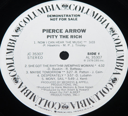 Pierce Arrow : Pity The Rich (LP, Album, Promo)