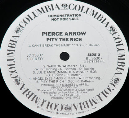 Pierce Arrow : Pity The Rich (LP, Album, Promo)