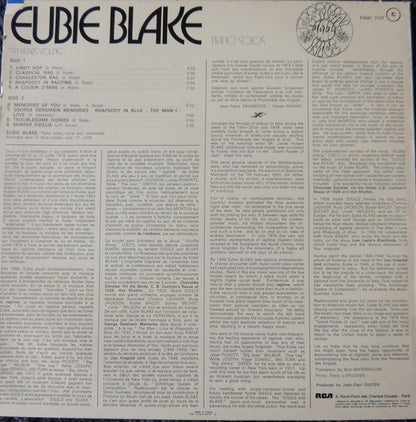 Eubie Blake : 91 Years Young - Piano Solos - Jazz Festival Nice 74 (LP, Album)