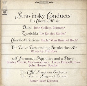 Igor Stravinsky, CBC Symphony Orchestra, Festival Singers Of Toronto, Elmer Iseler : Stravinsky Conducts His Choral Music (LP)