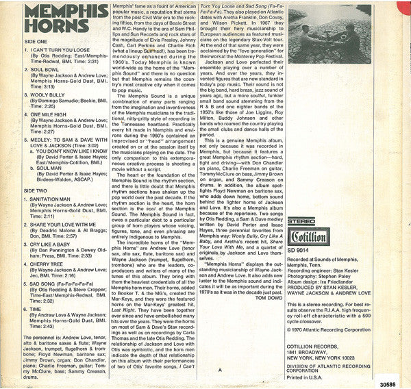 The Memphis Horns : Memphis Horns (LP, Album)