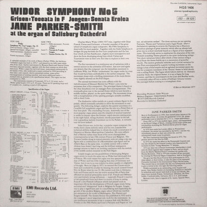 Charles-Marie Widor / Jules Grison / Joseph Jongen - Jane Parker-Smith : Symphony No.5 - Toccata In F - Sonata Eroica (LP, Album, Quad)