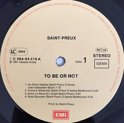 Saint-Preux : To Be Or Not (LP, Album)