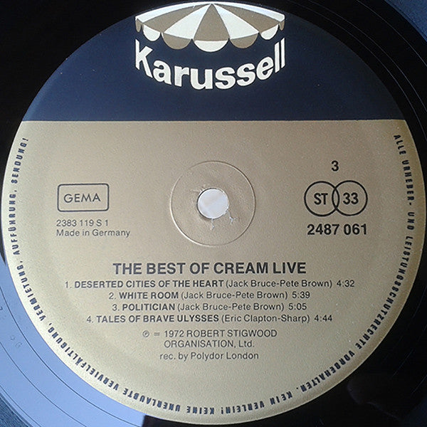 Cream (2) : The Best Of Cream Live (2xLP, Comp, RE, Gat)
