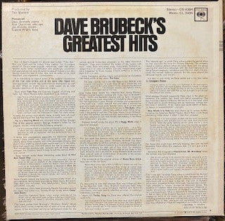 Dave Brubeck : Dave Brubeck's Greatest Hits (LP, Comp, RE)