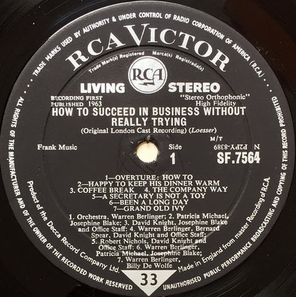 Various : How To Succeed In Business Without Really Trying (Original London Cast Recording) (LP, Album)