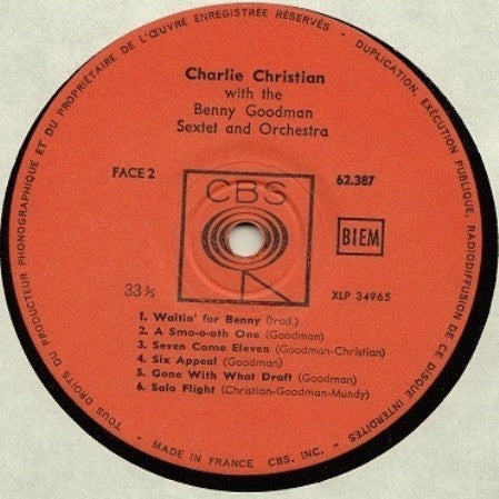 Charlie Christian With The Benny Goodman Sextet And Benny Goodman And His Orchestra : With The Benny Goodman Sextet And Orchestra (LP, Comp)