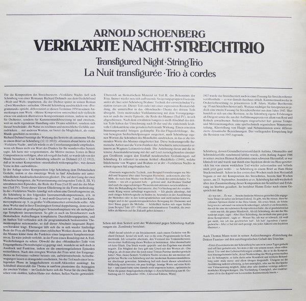 Arnold Schoenberg - LaSalle Quartet ∙ Donald McInnes ∙ Jonathan Pegis : Verklärte Nacht • Streichtrio / Transfigured Night • String Trio (LP, Dig)